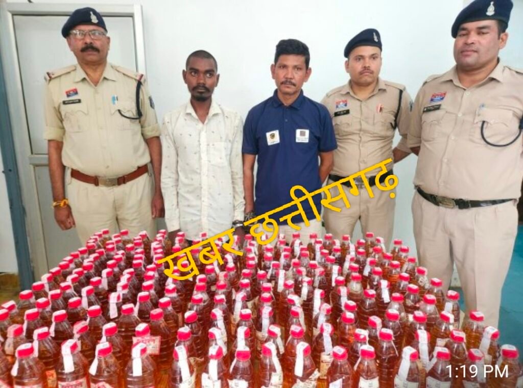 अवैध शराब के खिलाफ आरंग पुलिस की बड़ी कार्रवाई-220 पौवा अवैध शराब जब्त