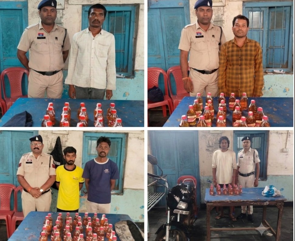 जन्माष्टमी के ‘ड्राई डे’ के पूर्व आरंग पुलिस की बड़ी कार्यवाही-अवैध शराब बेच रहे 05 कोचिये गिरफ्तार-97 पाव शराब व बाइक जब्त