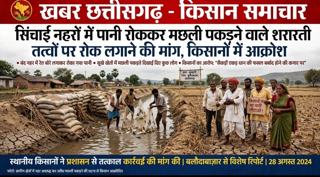 सिंचाई नहरों में पानी रोककर मछली पकड़ने वाले शरारती तत्वों पर रोक लगाने की मांग, किसानों में आक्रोश